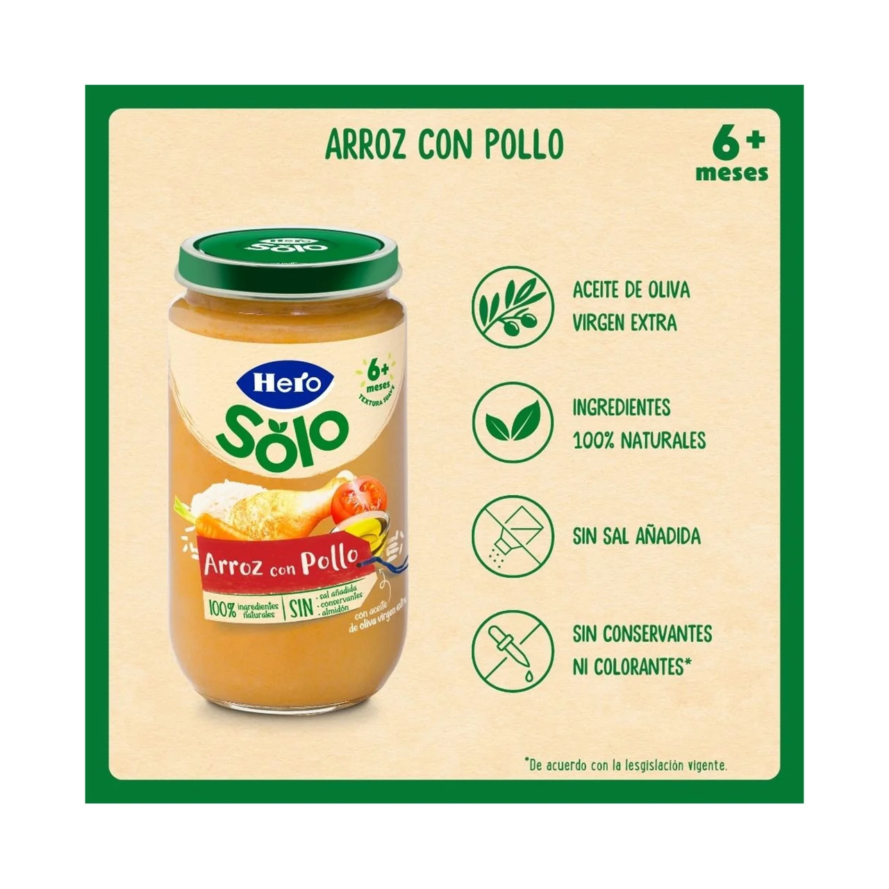 Solo Tarrito de arroz con pollo (textura suave) a partir de 6 meses 235 g.