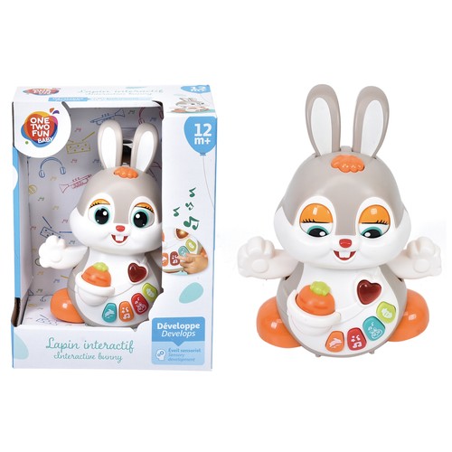 Leo el Conejo Bailarín con sonidos, ayuda al desarrollo sensorial +12 Meses ONE, TWO FUN Baby