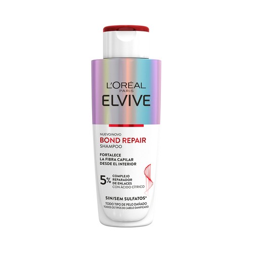 ELVIVE Champú fortificante y reparador, sin sulfatos, para todo tipo pelo dañado ELVIVE Bond repair de L´oréal 200 ml.