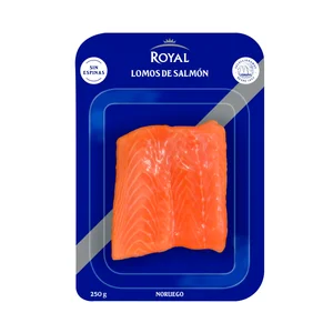 ROYAL Lomo de salmón sin espinas, ideal para elaborar sushi, sashimi, tartar... 250 g.