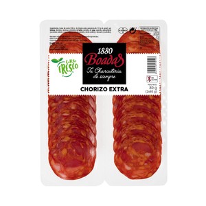 Imagen de BOADAS Chorizo de categoria extra, sin gluten cortado en lonchas BOADAS 2 x 40 g.