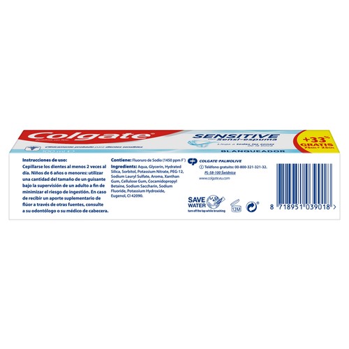 COLGATE Plax Pasta de dientes con efecto blanqueante, especial dientes sensibles 75 ml.