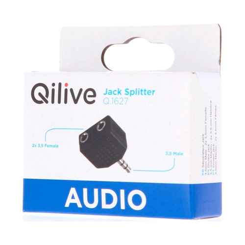 Adaptador splitter audio QILIVE JACK 3,5mm macho a 2 hembras.