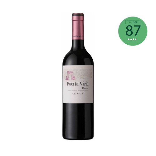 Vino tinto crianza con denominación de origen calificada Rioja PUERTA VIEJA botella de 75 cl.