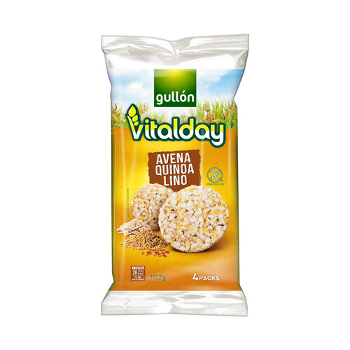 Tortitas de avena, quinoa y lino GULLÓN VITALDAY 115,2 g.