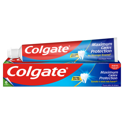 COLGATE Pasta de dientes con flúor, calcio y protección frente a las caries con sabor a menta COLGATE Protección caries 75 ml.