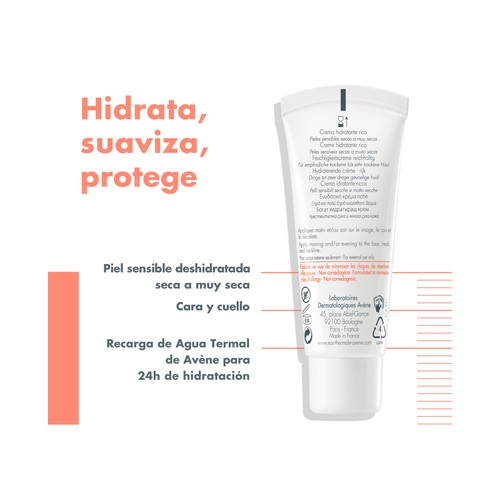 THERMALE AVÉNE Hydrace Crema hidrantante y nutritiva para pieles sensibles secas a muy secas 40 ml.