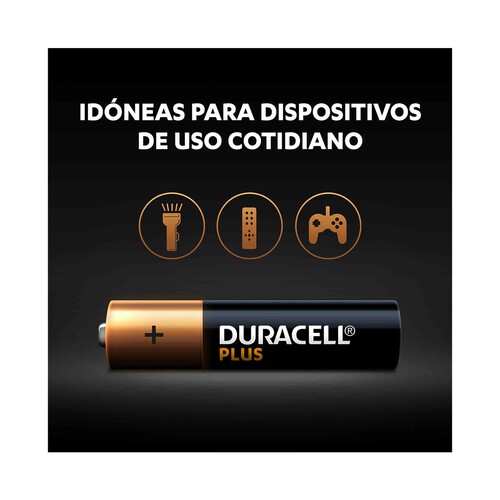 Pack de 10 pilas alcalinas AAA, LR03, 1,5V, DURACELL Plus.