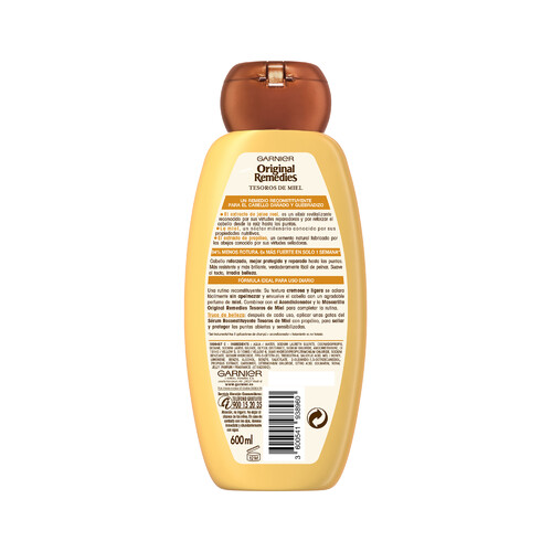 ORIGINAL REMEDIES Champú reconstituyente para cabello dañado y quebradizo ORIGINAL REMEDIES Tesoros de miel de Garnier 600 ml.