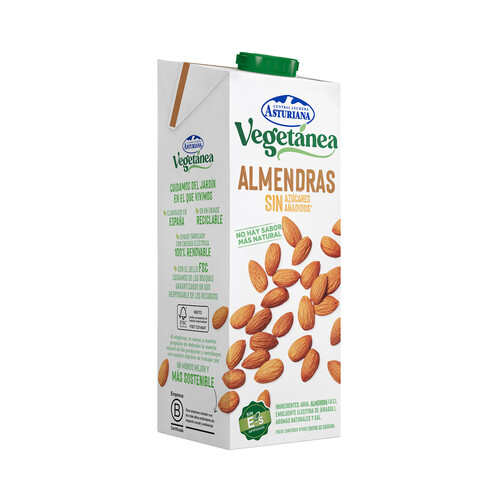 CENTRAL LECHERA ASTURIANA Bebida de almendras sin azúcares añadidos CENTRAL LECHERA ASTURIANA Vegetánea 6 x 1 l.
