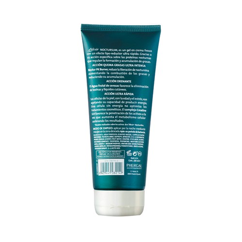 E"LIFEXIR Crema de noche drenante y quemagrasas con textura gel y acción intensiva E"LIFEXIR Nocturslim 200 ml.