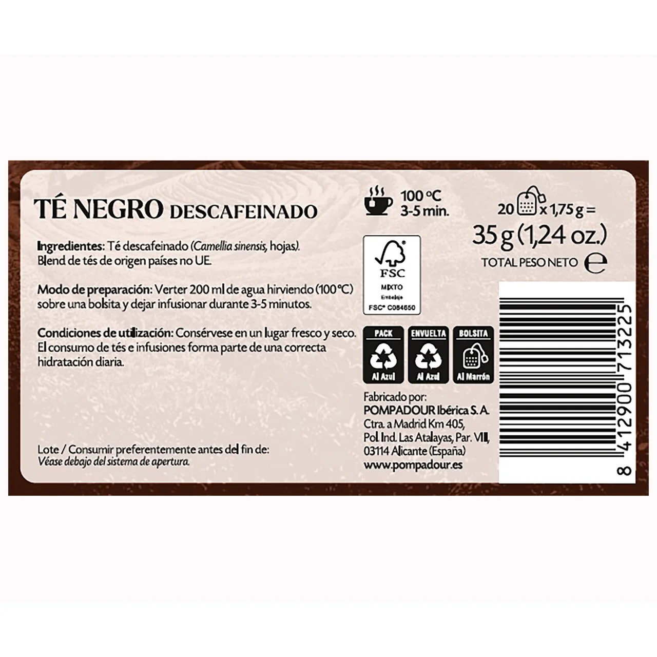 Té descafeinado 20 uds. 35 g.