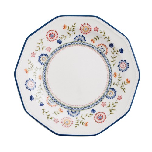 Plato para postre octogonal fabricado en loza inglesa color blanco, 20 cm. Bengal CHURCHILL.