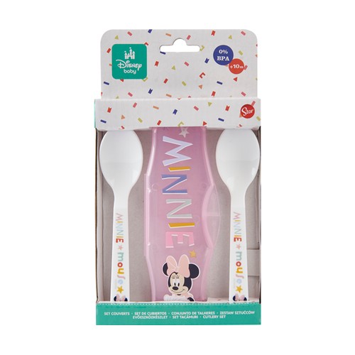 Lote de 2 cucharas de viaje de color rosa, MINNIE MOUSE.