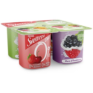 Imagen de SVELTESSE Yogur desnatado (0% materia grasa) con trozos de fruta y stevia Duo 0% 4 x 120 g.
