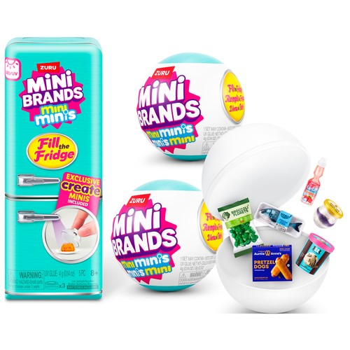 ZURU Pack 2 Cápsulas Sorpresas Coleccionable Mini Brands, Fill The Fridge & Fridge Nevera, Llena el Refri Mini Brands +8 Años