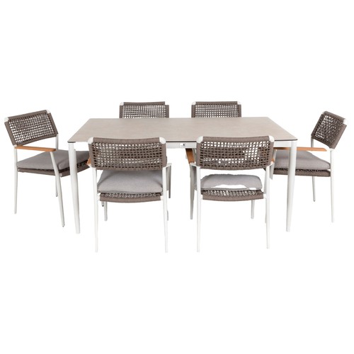 Conjunto jardín 7 piezas de alumini y cuerda, modelo Morea Natural. MOTIF