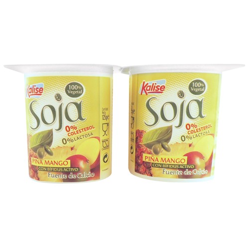 KALISE Especialiad de soja, sin colesterol y con sabor a piña y mango  4 x 125 gr.