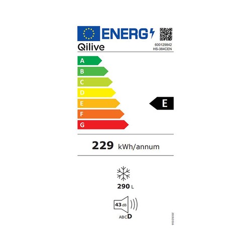 Arcón congelador QILIVE Q.6842, clasificación energética: E, H: 85cm,A: 111,5cm, F: 64,5cm, capacidad total: 290L.