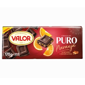 VALOR Chocolate negro puro naranja 170 gr.
