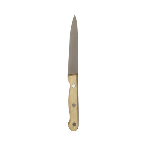 Cuchillo de cocina multiúsos con hoja de acero inoxidable de 13cm., y mango de madera, ACTUEL.