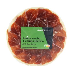 Alcampo Gourmet Jamón de Cebo de Campo Ibérico (50% Raza Ibérica), Cortado en Tapas Alcampo Gourmet 100g. 100 G