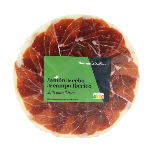 PRODUCTO ALCAMPO Collection Jamón de cebo de campo ibérico (50% raza ibérica), cortado en tapas 100g.