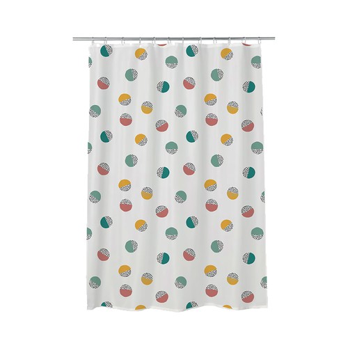 Cortina de baño de poliéster estampado dots, 180x200cm. ACTUEL.