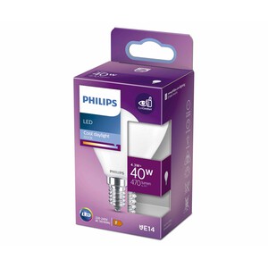 Imagen de Bombilla Led E14, 4,3W=40W, luz fría 6500K, 470lm, PHILIPS.