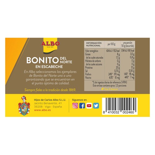 ALBO Bonito del norte en escabeche lata de 82 g.