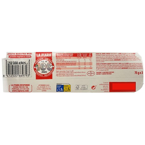 LA PIARA Crema de jamón curado 3 x 75 gr.