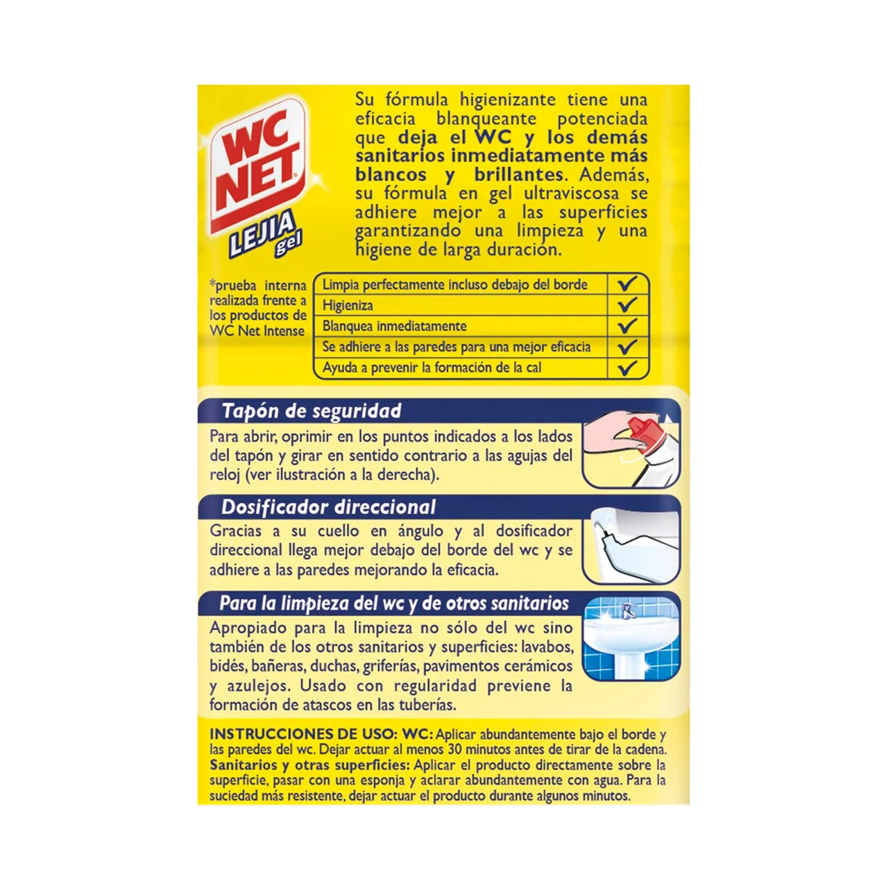 WC NET Gel limpiador WC blanco extra 750 ml.