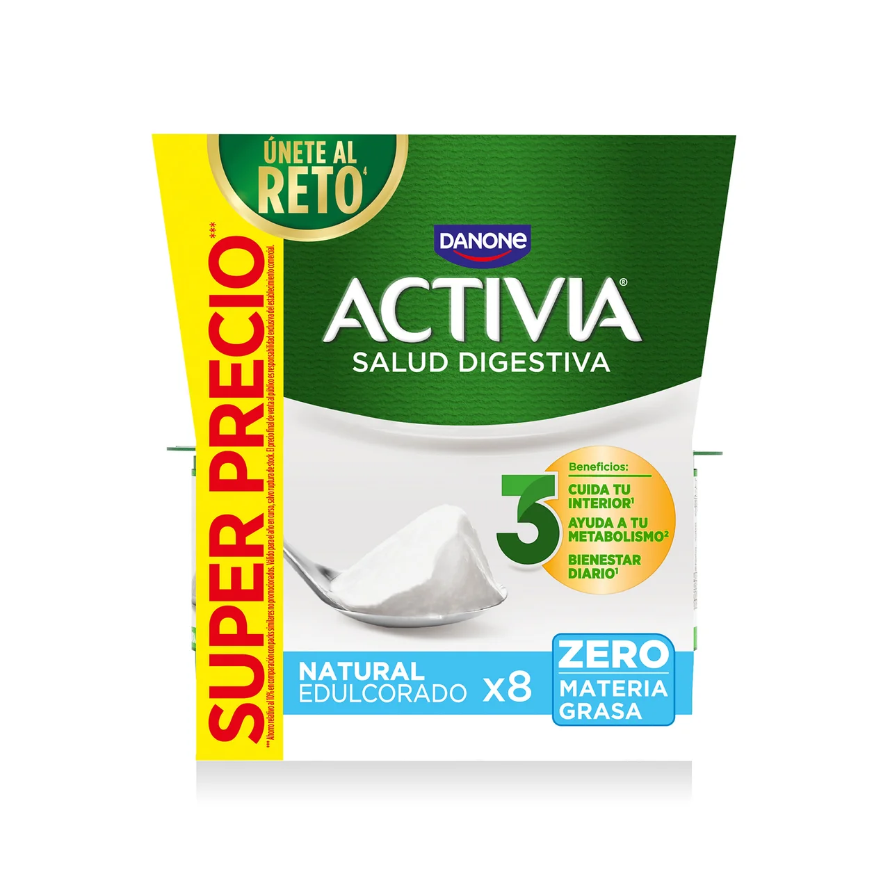 Bífidus desnatado (0% materia grasa) y con sabor natural edulcorado 0% de Danone 8 x 120 g.