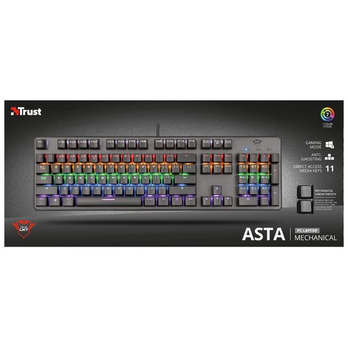Teclado gaming mecánico TRUST GXT 865 Asta, iluminado, conexión Usb.