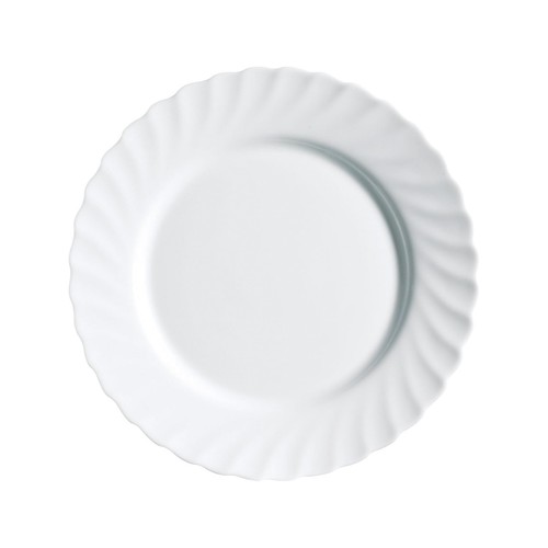 Plato llano redondo de vidrio color blanco 24,5cm., Trianon LUMINARC.