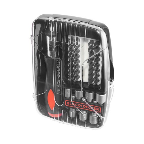 Set de 40 piezas para atornillar con atornillador de carraca, BLACK + DECKER A7062.