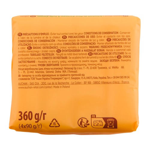 COSMIA Pastilla de jabón de tocador extractos de flor de naranjo y de aceite de argán 4 x 90 g.
