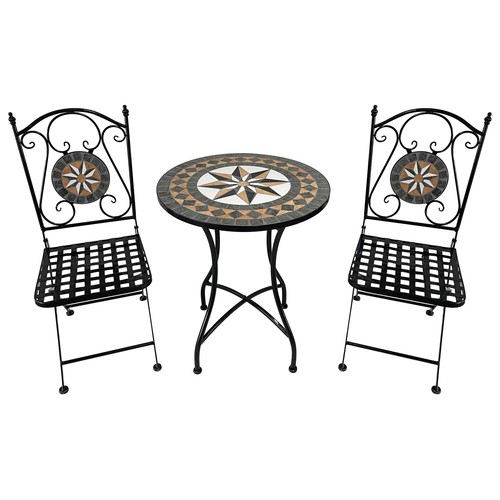 Conjunto de muebles para terraza o jardín Mosaico con 2 sillas plegables y 1 mesa, KACTUS REPUBLIC.