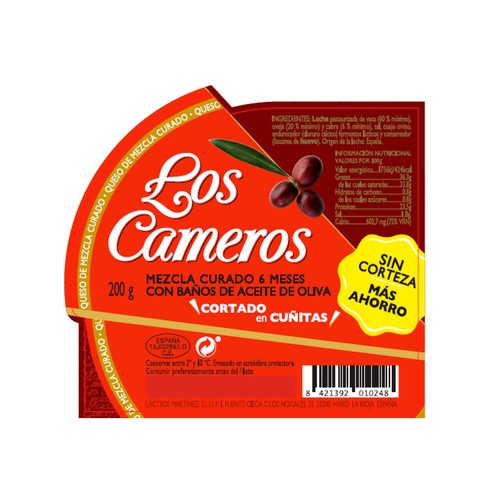 LOS CAMEROS Queso mezcla curado en cuñitas LOS CAMEROS 200 g.