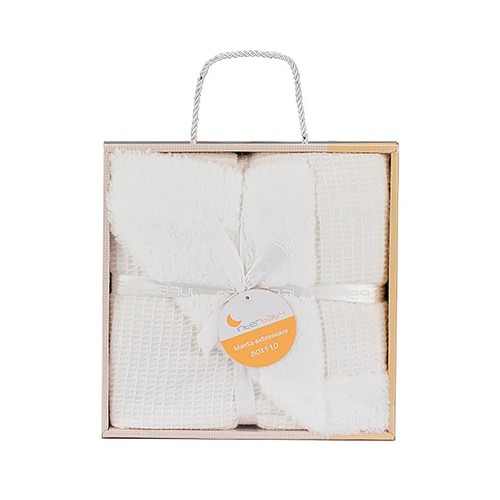 Manta para bebé nido de abeja con borreguito, 80x110 cm, INTERBABY.