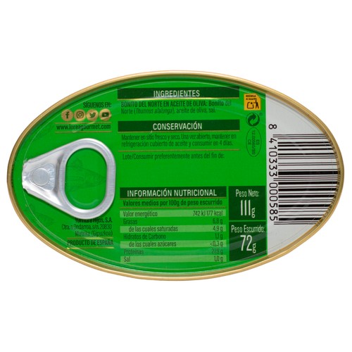 LOREA Bonito del Norte en aceite de oliva 72 g.