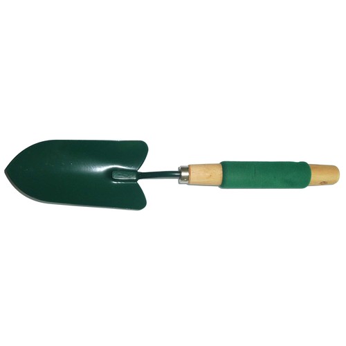 Transplantador de mano con mango de madera con esponja, cuerpo de acero A36 de 1.2 milímetros y medidas de 36x8.8 centímetros IBERLUS.