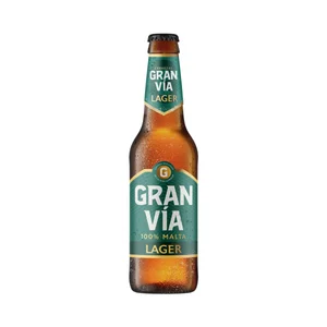 GRAN VÍA Cerveza rubia tipo lager botella 33 cl