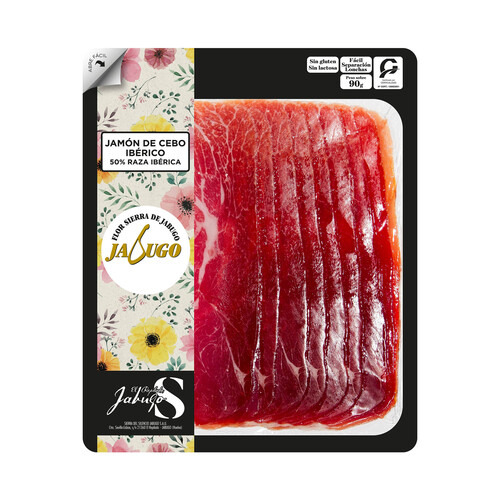 Jamón de cebo ibérico (50% raza ibérica), cortado en lonchas FLOR SIERRA DE JABUGO 90 g.