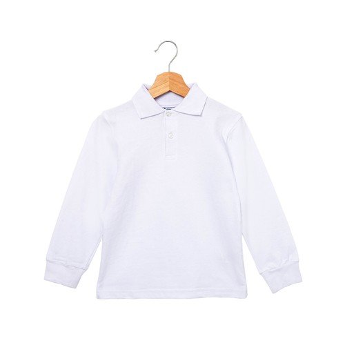 Polo de uniforme manga larga blanco unisex, talla 12.