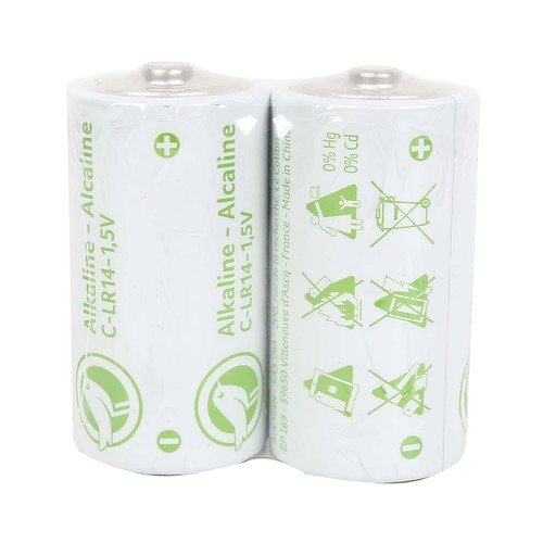 Pack de 2 pilas alcalinas C, LR14, 1,5V, PRODUCTO ECONÓMICO ALCAMPO.