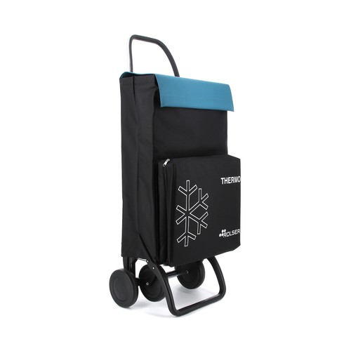 Carrito para la compra plegable modelo Termo Fresh, de color negro y agua marina, 4 Ruedas ROLSER.