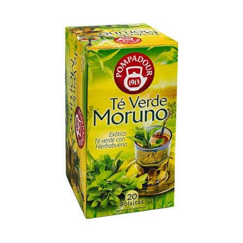 Té verde moruno típico marroquí (con hierbabuena), POMPADOUR 20 uds. 35 g.