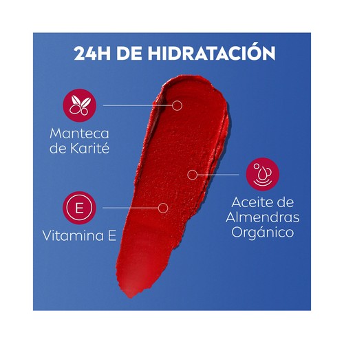 LIPOSAN Carin beauty 3 en 1 Bálsamo protector de labos y mejillas color intenso (rojo) y FPS 30.
