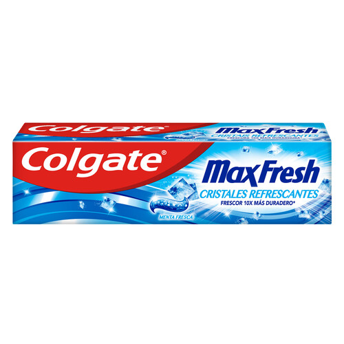 COLGATE Pasta de dientes con flúor, cristales refrescante y sabor a menta fresca COLGATE Max fresh 75 ml.